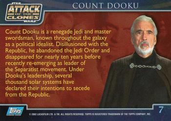 2002 Topps Star Wars: Attack of the Clones #7 Count Dooku Back