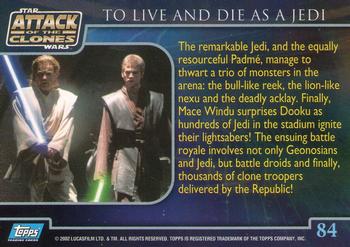 2002 Topps Star Wars: Attack of the Clones #84 To Live And Die As A Jedi Back