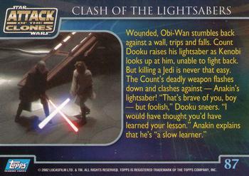 2002 Topps Star Wars: Attack of the Clones #87 Clash Of The Lightsabers Back