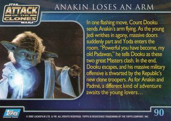 2002 Topps Star Wars: Attack of the Clones #90 Anakin Loses An Arm Back