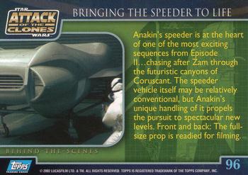 2002 Topps Star Wars: Attack of the Clones #96 Bringing The Speeder To Life Back