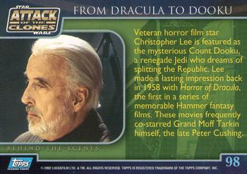 2002 Topps Star Wars: Attack of the Clones #98 From Dracula To Dooku Back