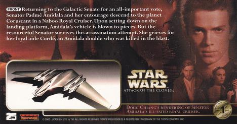 2002 Topps Star Wars: Attack of the Clones Widevision #1 Senator Amidala's Starship Back