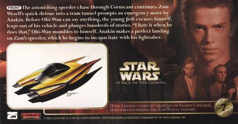 2002 Topps Star Wars: Attack of the Clones Widevision #7 Spectacular Speeder Chase Back