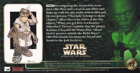 2002 Topps Star Wars: Attack of the Clones Widevision #12 A Chat With Dexter Jettster Back