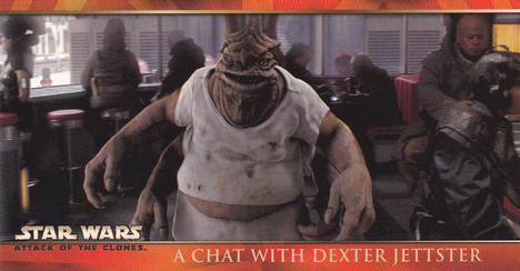 2002 Topps Star Wars: Attack of the Clones Widevision #12 A Chat With Dexter Jettster Front