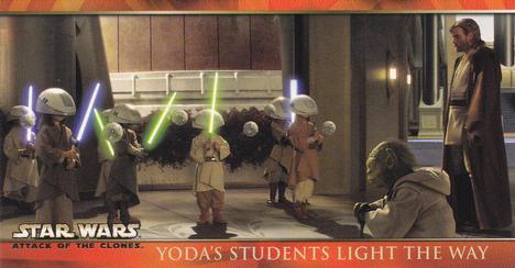 2002 Topps Star Wars: Attack of the Clones Widevision #13 Yoda's Students Light The Way Front