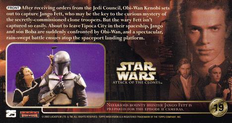 2002 Topps Star Wars: Attack of the Clones Widevision #19 Obi-Wan vs. Jango Fett Back