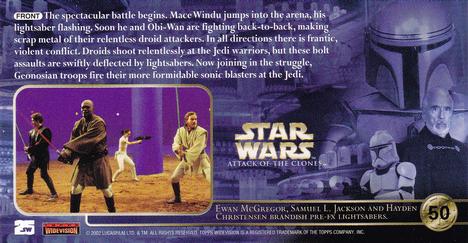 2002 Topps Star Wars: Attack of the Clones Widevision #50 Jedi Warriors In Action! Back
