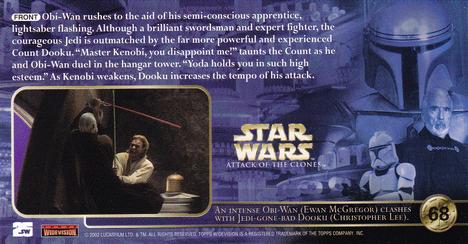 2002 Topps Star Wars: Attack of the Clones Widevision #68 The Power Of A Jedi Knight Back