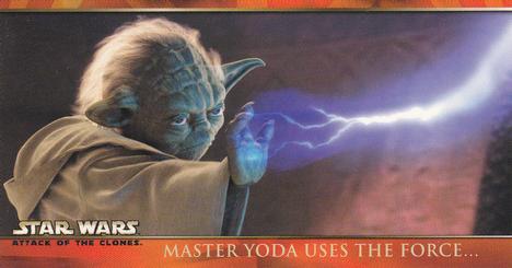 2002 Topps Star Wars: Attack of the Clones Widevision #70 Master Yoda Uses The Force... Front