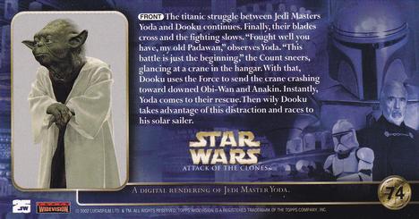 2002 Topps Star Wars: Attack of the Clones Widevision #74 The Last Jedi Standing Back