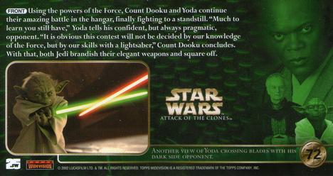 2002 Topps Star Wars: Attack of the Clones Widevision #72 A Contest Of Skill And Power Back