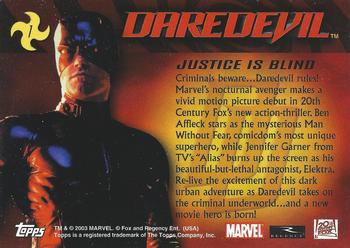 2003 Topps Daredevil #1 Justice Is Blind Back