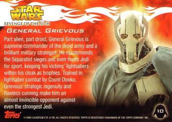 2005 Topps Star Wars Revenge of the Sith #10 General Grievous Back