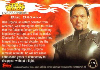 2005 Topps Star Wars Revenge of the Sith #13 Bail Organa Back