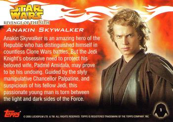 2005 Topps Star Wars Revenge of the Sith #1 Anakin Skywalker Back