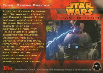 2005 Topps Star Wars Revenge of the Sith #31 Enter...General Grievous! Back