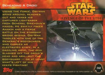 2005 Topps Star Wars Revenge of the Sith #32 Beheading A Droid Back