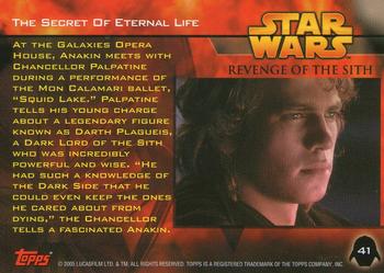 2005 Topps Star Wars Revenge of the Sith #41 The Secret Of Eternal Life Back
