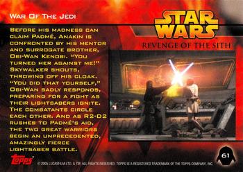 2005 Topps Star Wars Revenge of the Sith #61 War Of The Jedi Back