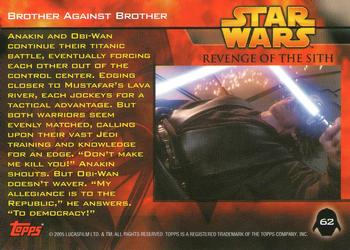 2005 Topps Star Wars Revenge of the Sith #62 Brother Against Brother Back