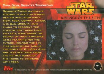 2005 Topps Star Wars Revenge of the Sith #71 Dark Days, Brighter Tomorrows Back