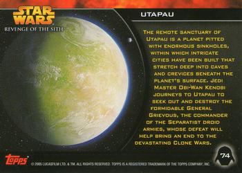2005 Topps Star Wars Revenge of the Sith #74 Utapau Back