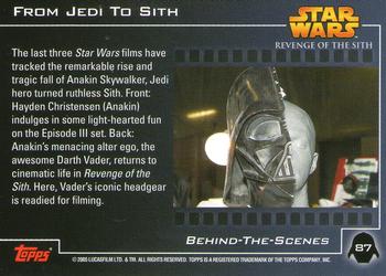 2005 Topps Star Wars Revenge of the Sith #87 From Jedi To Sith Back