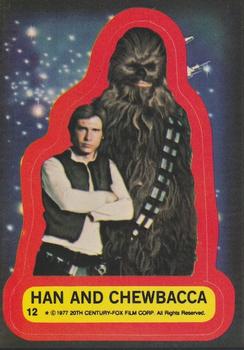 1977 Topps Star Wars - Stickers #12 Han and Chewbacca Front