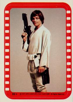 1977 Topps Star Wars - Stickers #42 Luke poses with his weapon Front