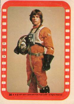1977 Topps Star Wars - Stickers #36 Star pilot Luke Skywalker Front