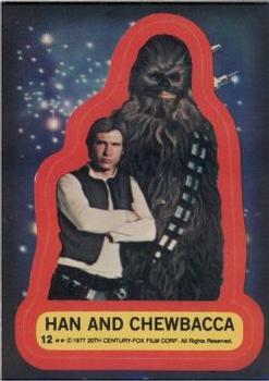 1977 Topps Star Wars - Stickers #12 Han and Chewbacca Front