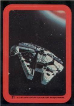 1977 Topps Star Wars - Stickers #21 The Millennium Falcon speeds through space! Front