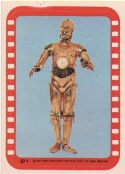 1977 Topps Star Wars - Stickers #37 The marvelous droid See-Threepio! Front