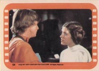 1977 Topps Star Wars - Stickers #54 Leia wishes Luke good luck! Front