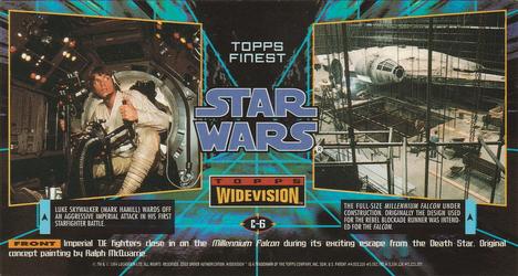 1995 Topps Widevision Star Wars - Finest Chromium #C-6 TIE fighters close in on Falcon Back