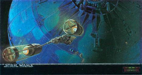 1995 Topps Widevision Star Wars - Finest Chromium #C-7 Y-Wings approach the Death Star / Concept art by Ralph McQuarrie Front