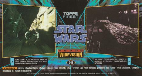 1995 Topps Widevision Star Wars - Finest Chromium #C-9 X-wing flying down Death Star trench Back