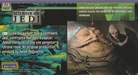 1996 Topps Widevision Star Wars: Return of the Jedi - Finest Chromium #C-3 Luke Skywalker, now a confident Jedi, confronts Back