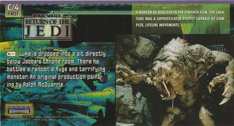 1996 Topps Widevision Star Wars: Return of the Jedi - Finest Chromium #C-4 Luke is dropped into a pit Back