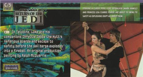 1996 Topps Widevision Star Wars: Return of the Jedi - Finest Chromium #C-5 On Tatooine, Luke and his companions Back