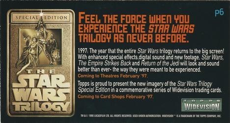 1997 Topps Widevision The Star Wars Trilogy Special Edition - Promos #P6 Millennium Falcon Back