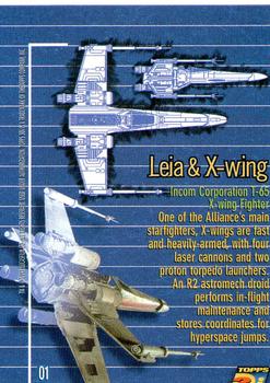 1997 Topps Star Wars Vehicles - 3-D #1 Leia and X-Wing Back