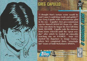 1994 Topps Star Wars Galaxy Series 2 #217 Greg Capullo Back