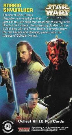 1999 Topps Widevision Star Wars: Episode I - Mirror Foil #F1 Anakin Skywalker Back