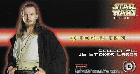 1999 Topps Widevision Star Wars: Episode I - Stickers #S1 Qui-Gon Jinn Back