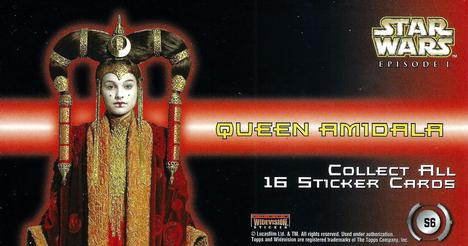 1999 Topps Widevision Star Wars: Episode I - Stickers #S6 Queen Amidala Back