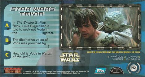 1999 Topps Widevision Star Wars: Episode I - Hallmark Trivia #H-2 Obi-Wan Kenobi and Yoda Back