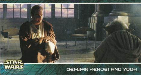 1999 Topps Widevision Star Wars: Episode I - Hallmark Trivia #H-2 Obi-Wan Kenobi and Yoda Front